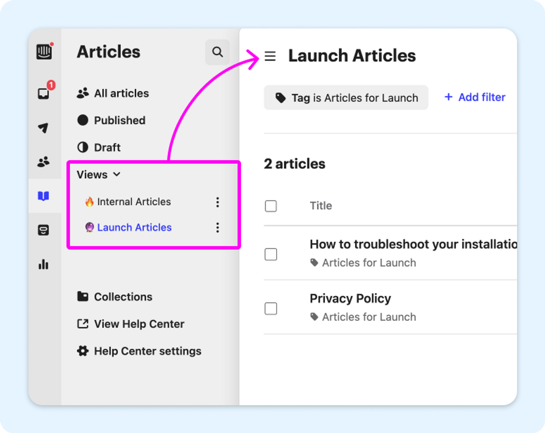 Article views Intercom