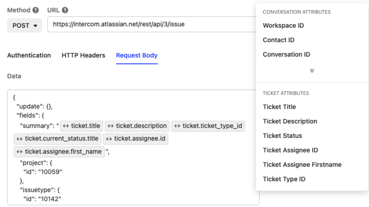Tickets in Custom Actions 